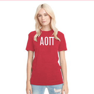 Alpha Omicron Pi Greek Letter Block NLA Triblend T-Shirt - Vintage Red