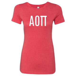 Alpha Omicron Pi Greek Letter Block Womens NLA Triblend T-Shirt - Vintage Red