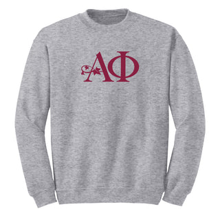 Alpha Phi Greek Letter Block Crewneck Sweatshirt - Sport Grey