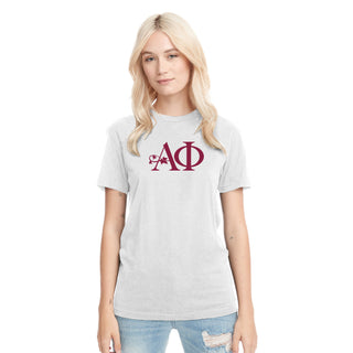 Alpha Phi Greek Letter Block NLA Triblend T-Shirt - Heather White