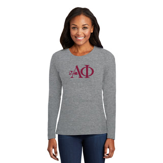 Alpha Phi Greek Letter Block Womens Long Sleeve - Athletic Heather