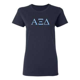 Alpha Xi Delta Greek Letter Block Womens T-Shirt - Navy