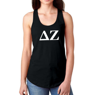 Delta Zeta Greek Letter Block Racerback Tank - Black