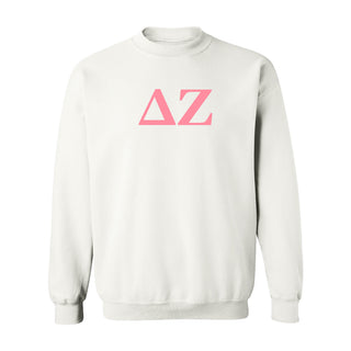 Delta Zeta Greek Letter Block Crewneck Sweatshirt - White