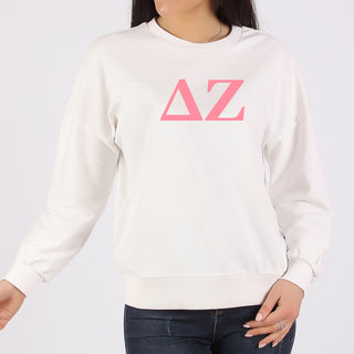 Delta Zeta Greek Letter Block Crewneck Sweatshirt - White
