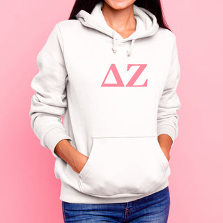 Delta Zeta Greek Letter Block Hoodie - White