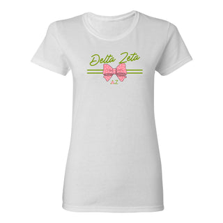 Delta Zeta Greek Bow Script Womens T-Shirt - White