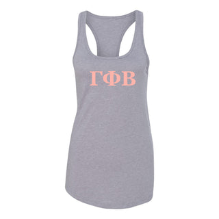 Gamma Phi Beta Greek Letter Block Racerback Tank - Heather Grey