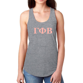 Gamma Phi Beta Greek Letter Block Racerback Tank - Heather Grey