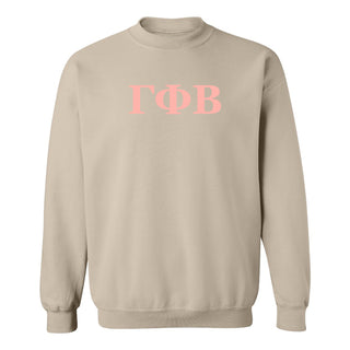 Gamma Phi Beta Greek Letter Block Crewneck Sweatshirt - Sand