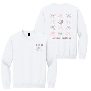 Gamma Phi Beta Greek Bow Bliss Crewneck Sweatshirt - White