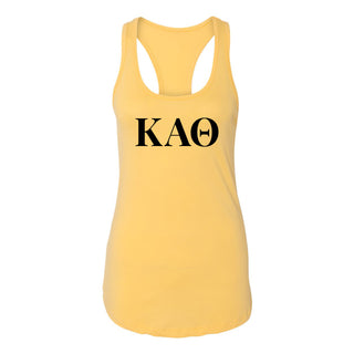 Kappa Alpha Theta Greek Letter Block Racerback Tank - Banana Cream