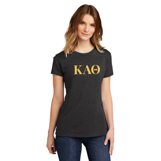 Kappa Alpha Theta Greek Letter Block Womens NLA Triblend T-Shirt - Vintage Black