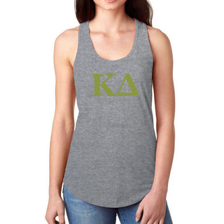 Kappa Delta Greek Letter Block Racerback Tank - Heather Grey