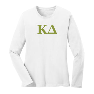 Kappa Delta Greek Letter Block Womens Long Sleeve - White