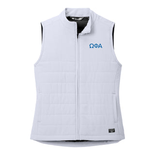 Omega Phi Alpha Greek Letter Block LC Travis Mathew Women's Cold Bay Vest - Microchip Grey