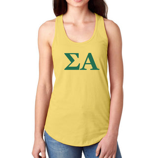Sigma Alpha Greek Letter Block Racerback Tank - Banana Cream