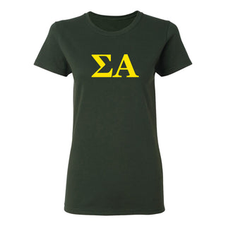 Sigma Alpha Greek Letter Block Womens T-Shirt - Forest
