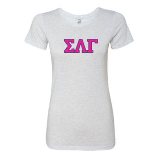 Sigma Lambda Gamma Greek Letter Block Womens NLA Triblend T-Shirt - Heather White