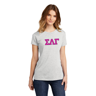 Sigma Lambda Gamma Greek Letter Block Womens NLA Triblend T-Shirt - Heather White
