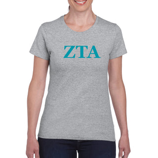 Zeta Tau Alpha Greek Letter Block Womens T-Shirt