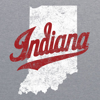Indiana University Hoosiers Indiana Silhouette Script Logo Short Sleeve T- Shirt - Premium Heather