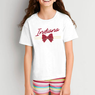 Indiana Bow Script Youth T-Shirt - White