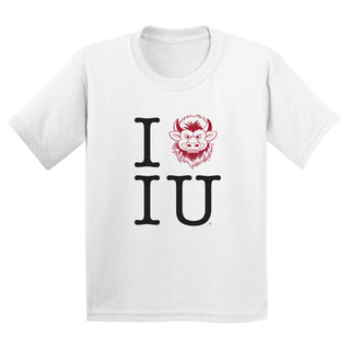 Indiana I Heart IU Bison Youth T-Shirt - White