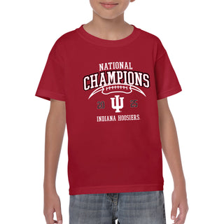 Indiana 2025 Football Champions Horizon Arch Youth T-Shirt - Cardinal