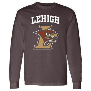 Lehigh University Mountain Hawks Arch Logo Long Sleeve T-Shirt - Dark Chocolate