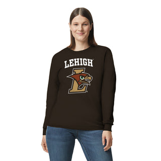 Lehigh University Mountain Hawks Arch Logo Long Sleeve T-Shirt - Dark Chocolate