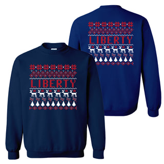 Liberty Flames Holiday Sweater Sweatshirt - Navy