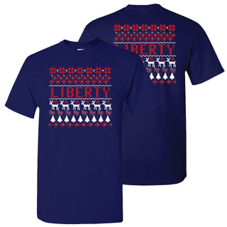 Liberty Flames Holiday Sweater T-Shirt - Navy