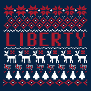 Liberty Flames Holiday Sweater T-Shirt - Navy