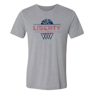 Liberty Flames Oblique Basketball Hoop Canvas Triblend T-Shirt - Athletic Grey