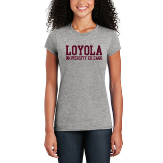 Loyola Chicago Ramblers Basic Block Women's T Shirt - Sport Grey