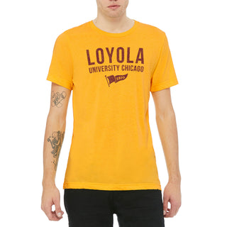 Loyola University Chicago Ramblers 1870 Banner Canvas Short Sleeve Triblend T-Shirt - Yellow Gold