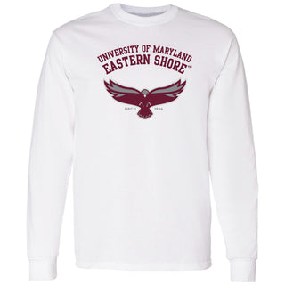 Maryland Eastern Shore Hawks Arch Logo Long Sleeve - White