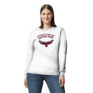 Maryland Eastern Shore Hawks Arch Logo Long Sleeve - White