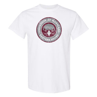 Maryland Eastern Shore Hawks Distressed Circle Logo T-Shirt - White