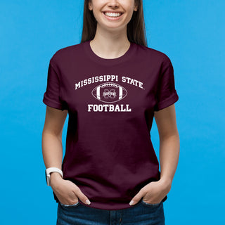 Mississippi State Bulldogs Classic Football Arch T Shirt - Maroon