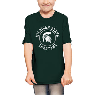 Michigan State Distressed Circle Logo Youth T-Shirt