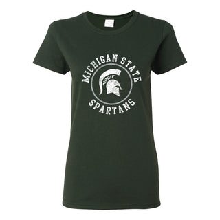 Michigan State Distressed Circle Logo Womens T-Shirt