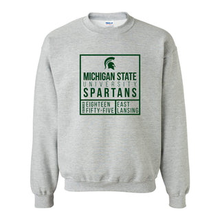 MSU Box Label Crewneck - Sport Grey