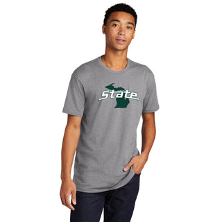 MSU State Outline Logo NLA T-Shirt - Heather Grey