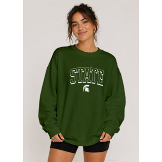 MSU Mega Shadow BTB Crewneck - Forest