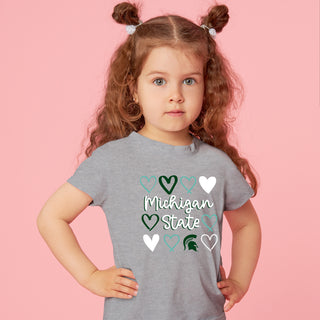 Michigan State Hearts Toddler T-Shirt - Heather