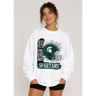 MSU 90s Big Print Crewneck - White