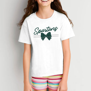MSU Bow Script Youth T-Shirt - White