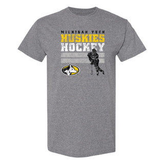 Michigan Tech Retro Ice Hockey T-Shirt - Graphite Heather